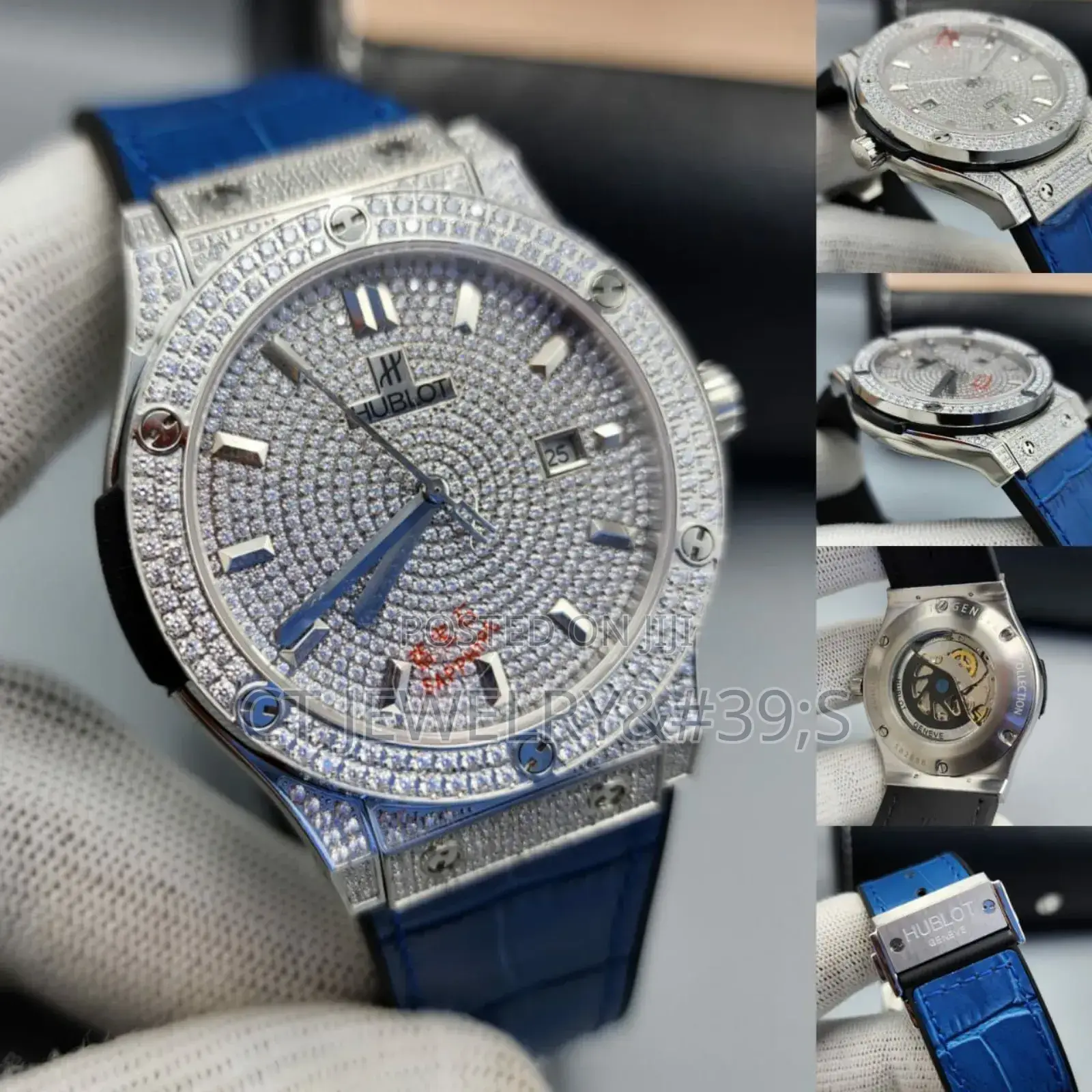 Nice Hublot Geneva Ice Diamond Bezel Stones Quality Leather