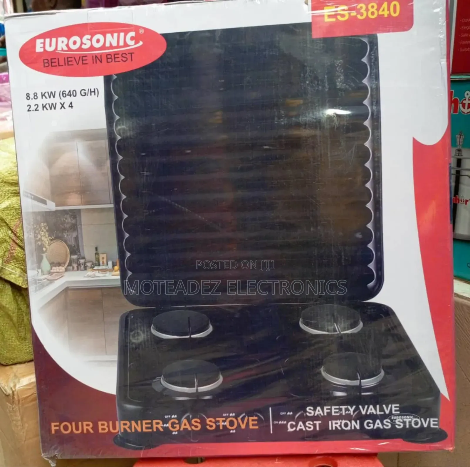 Eurosonic 4 Burner Auto Ignition Table Top Gas Cooker/Burner