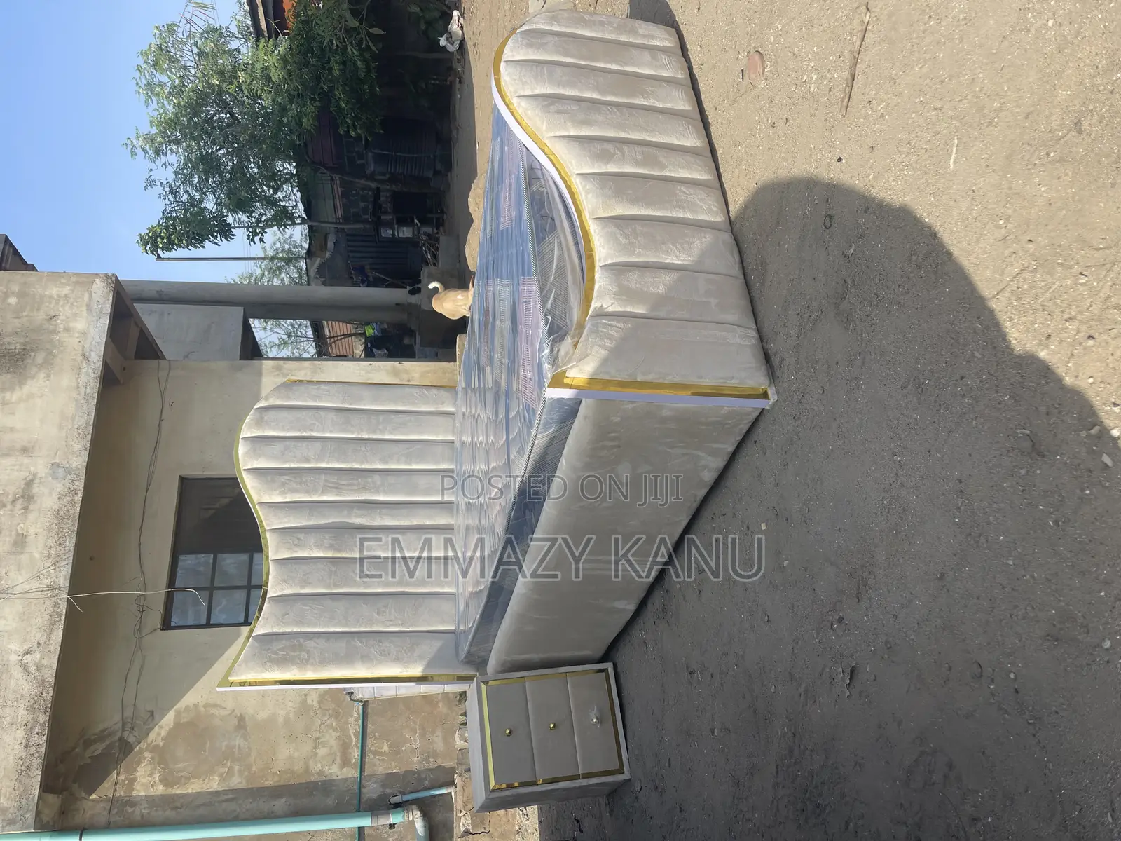 Padded 4.5 By6 Bedframe and Mattress