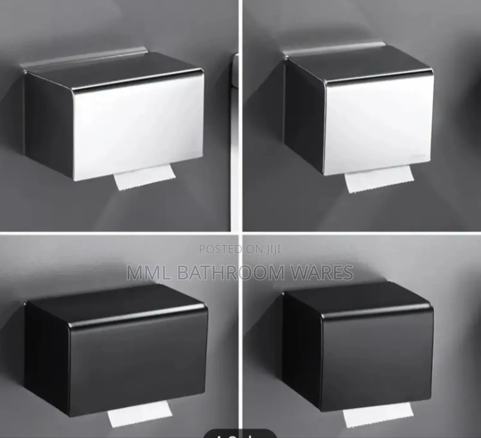 Stylish Black Stainless Steel Tissue Holder Box - Wall-Mount