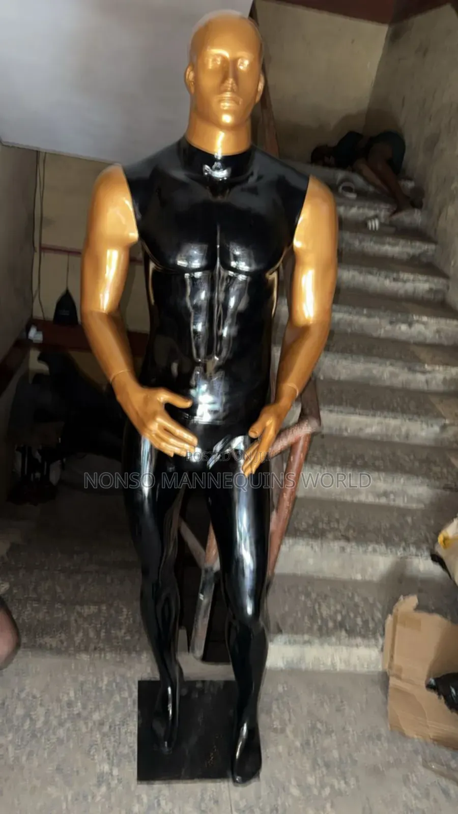 Made In Nigeria Male Black And Gold Fibre Mannequin