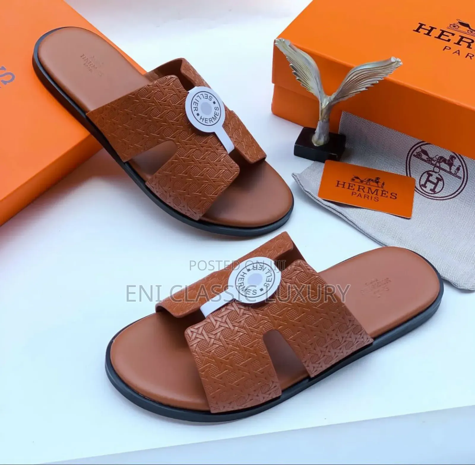 Original Luxury Leather Multicolor Slippers Hermes