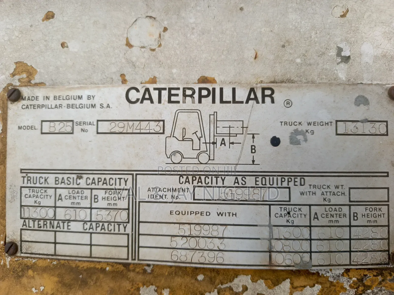12.5 Tons, Caterpillar Forklift - Foreign Use