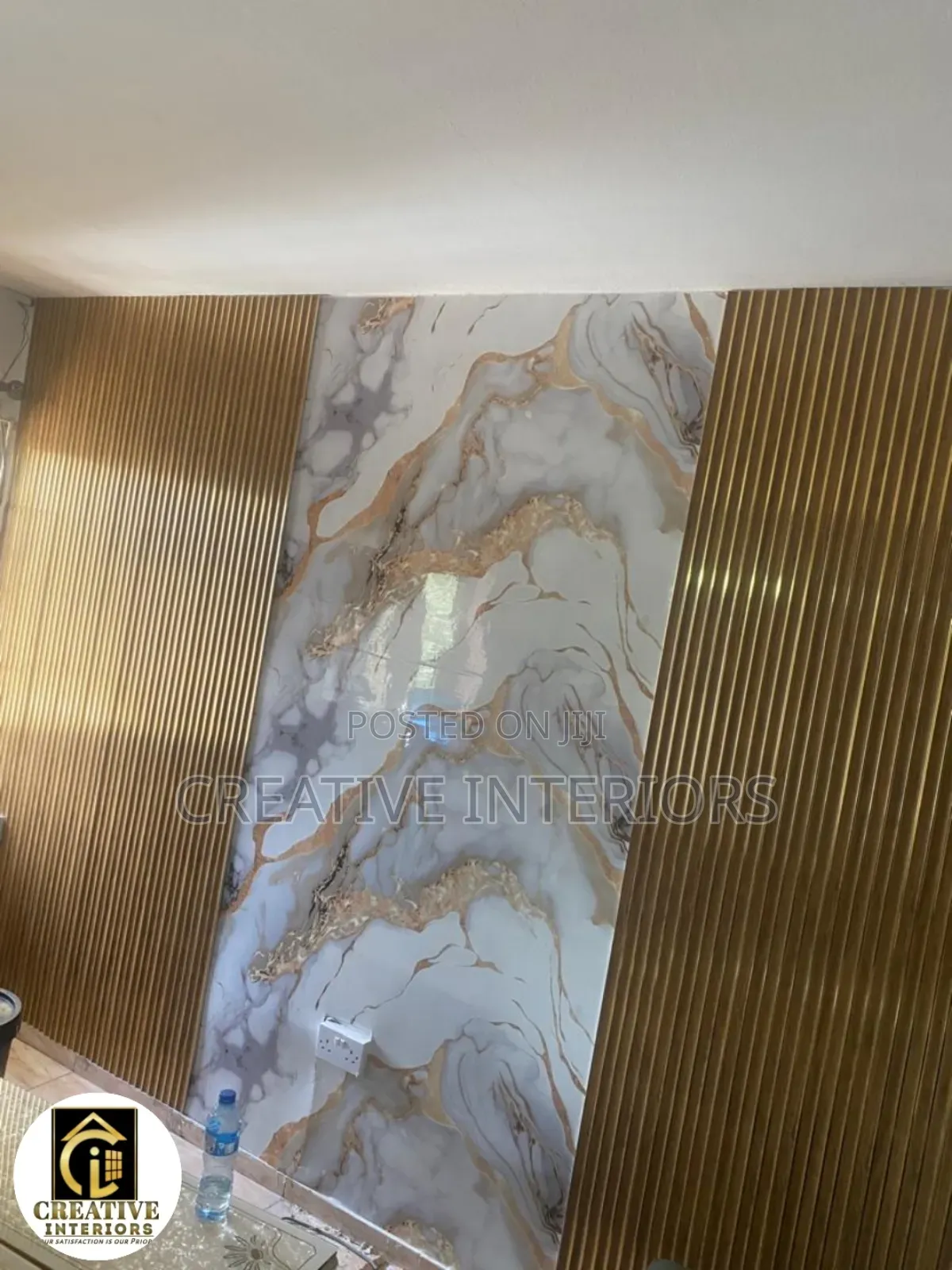 Fluted Wallpanel With Adhesive Marble Sheet