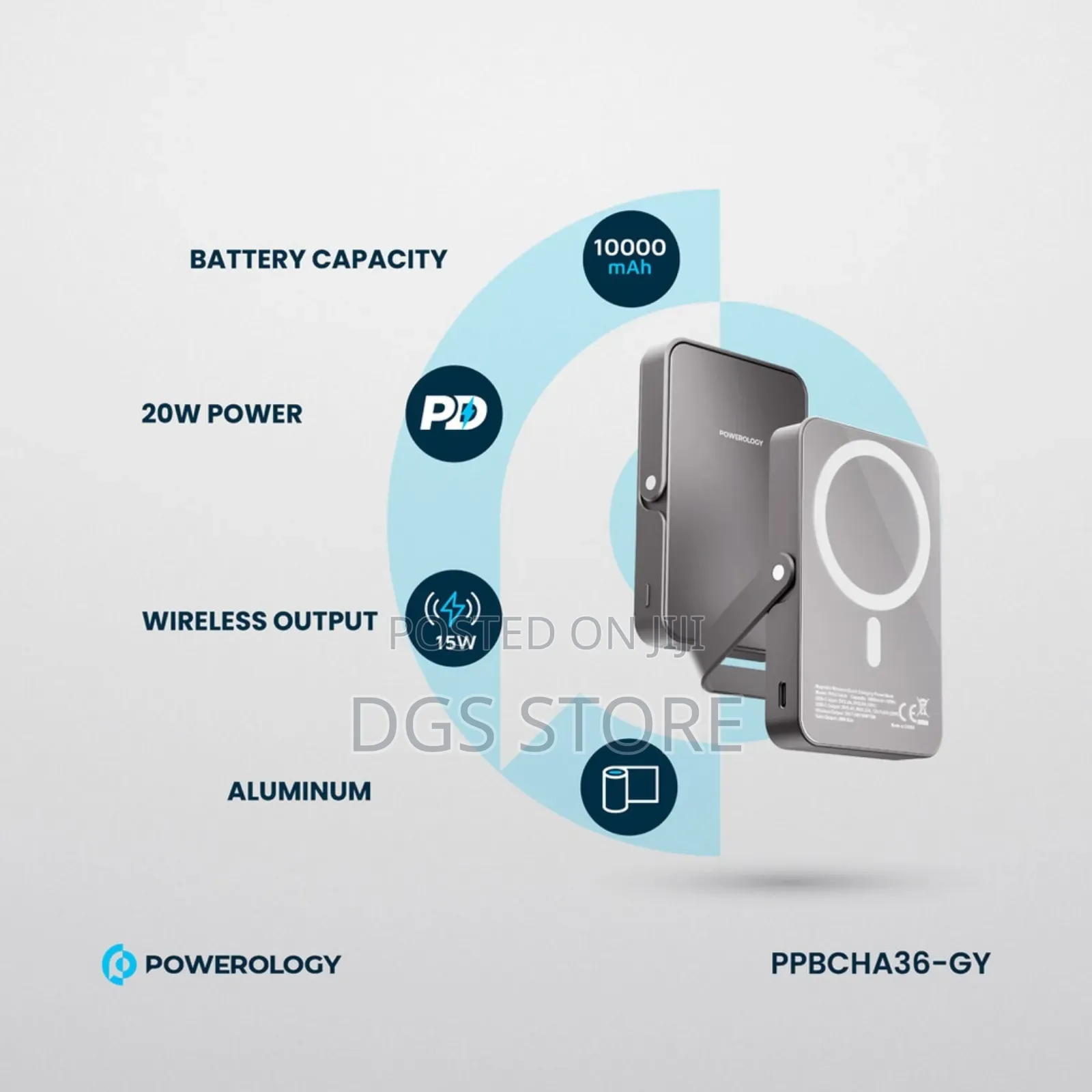 Powerology Pp036 10,000mah Magsafe Power Bank Glass Surface