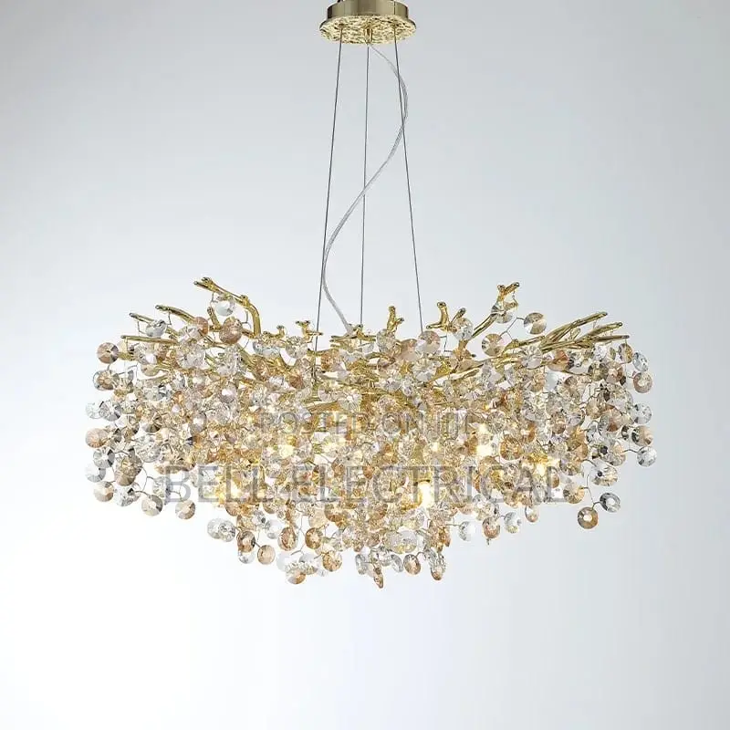 Sun Crystal Ceiling Chandelier Gold Lustre