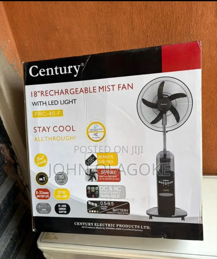 Century 18" Mist Fan Rechargeable