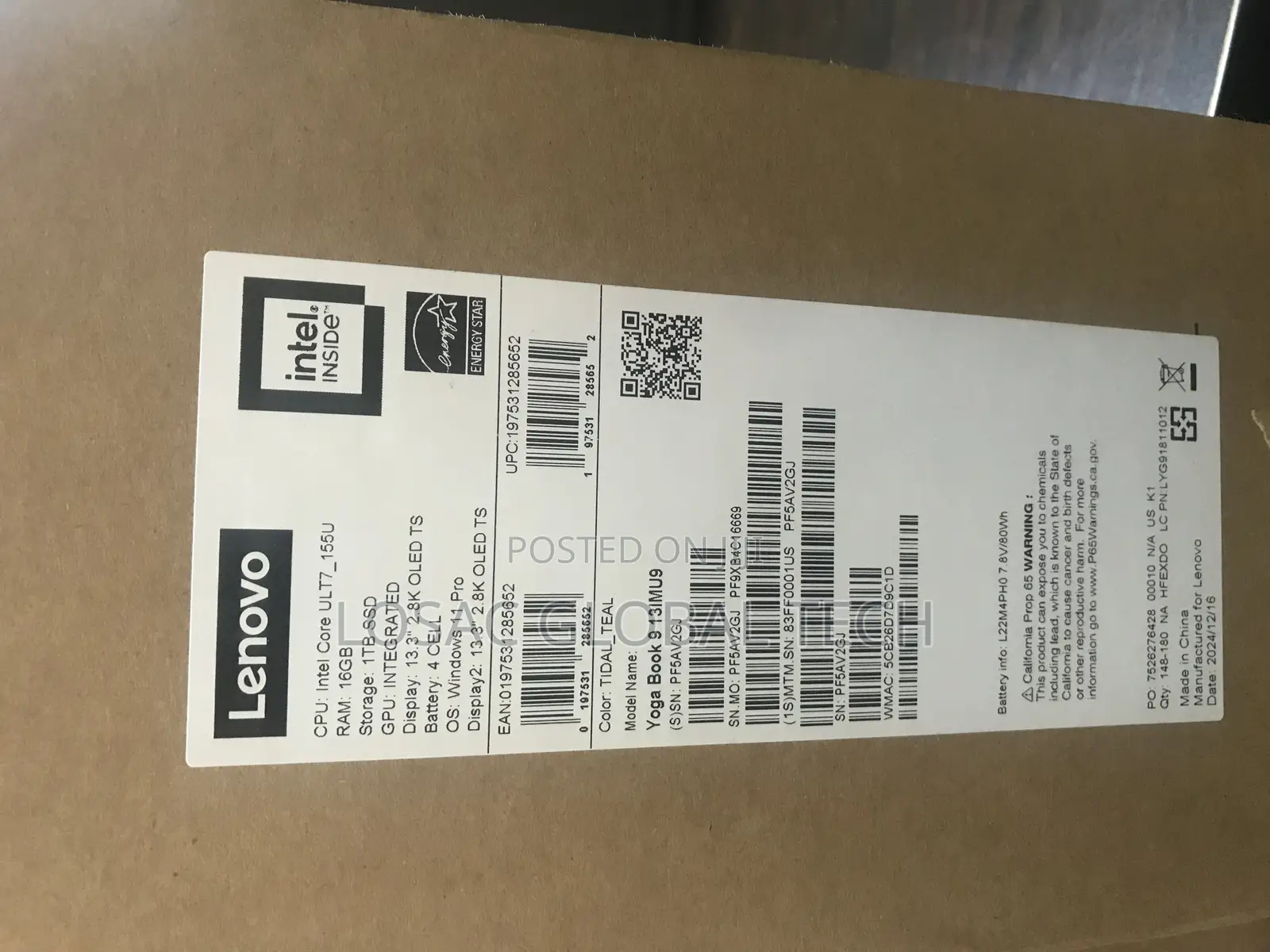 New Laptop Lenovo 16GB Intel Core Ultra 7 SSD 1T