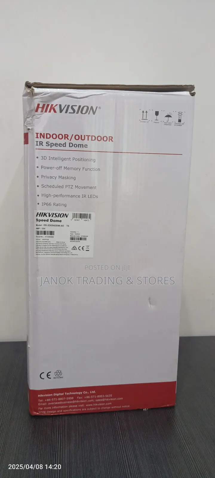 Hikvision Indoor/Outdoor Ir Speed Dome 4mp Ds-2de5425iw-Ae