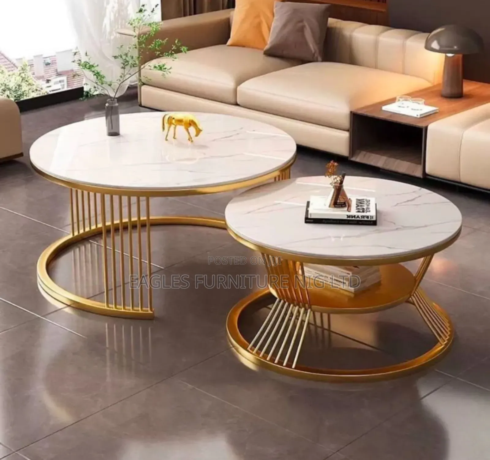 Luxury Golden 2 in 1 Center Table