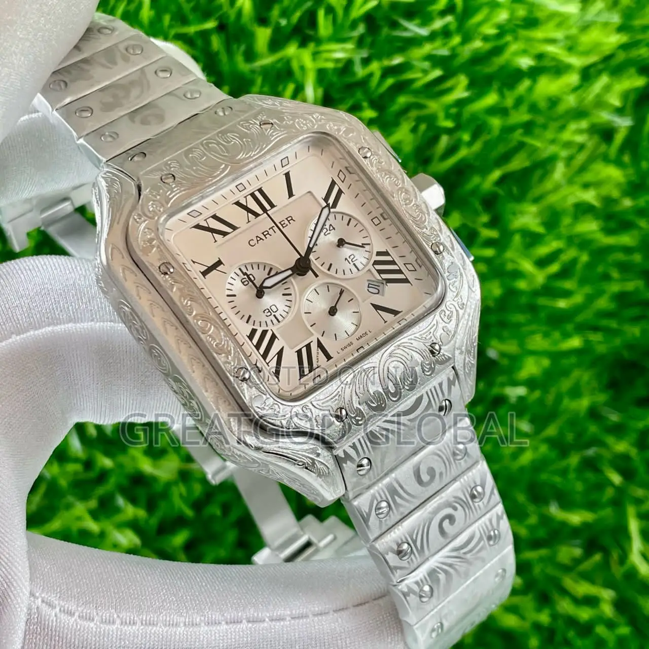 Original Cartier Engraved Chain Wristwatch