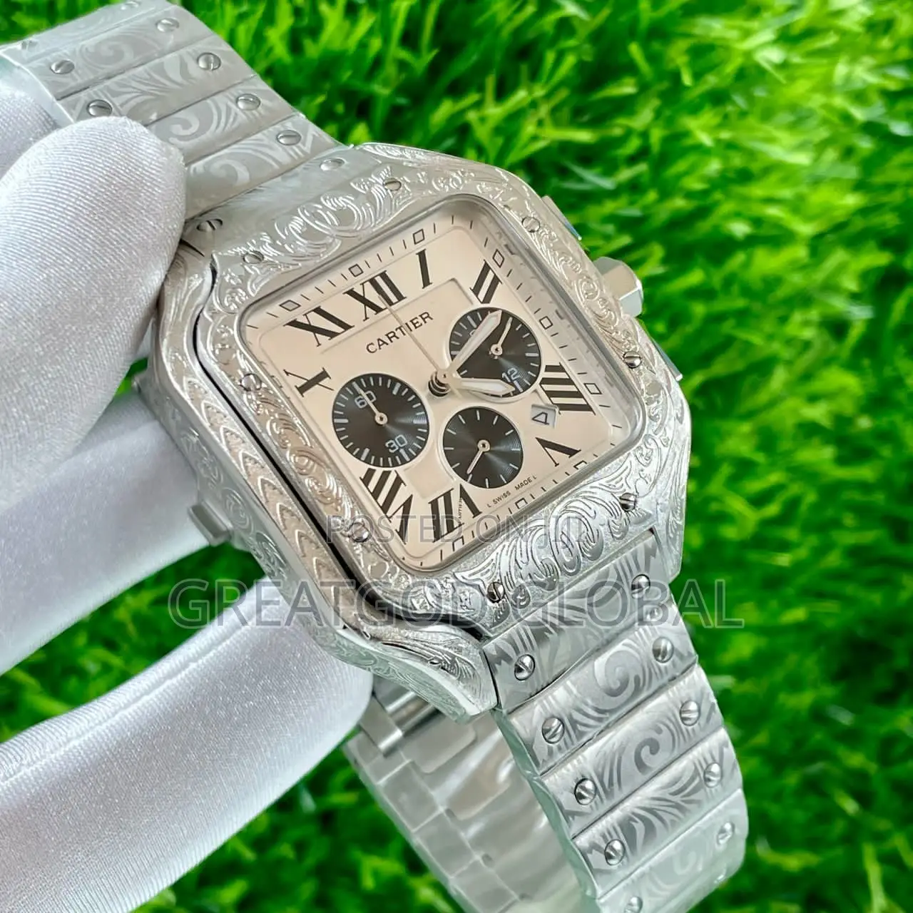 Original Cartier Engraved Chain Wristwatch