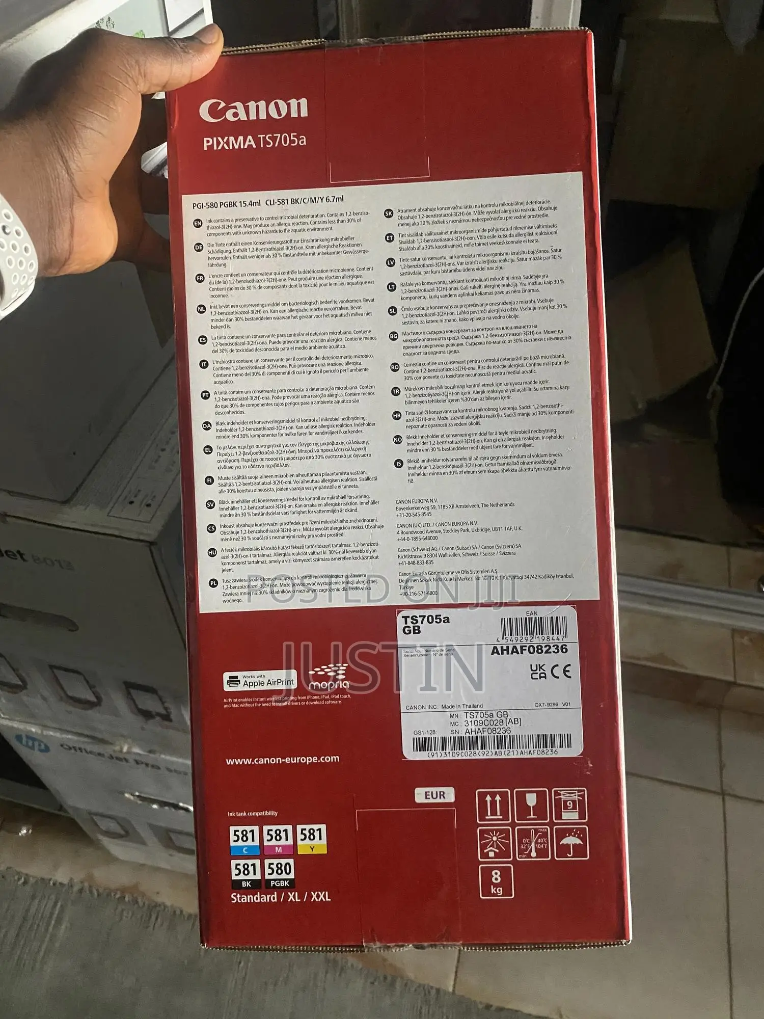Canon Pixma Ts705a Photo/Id Card/A4 Paper Wireless Printer
