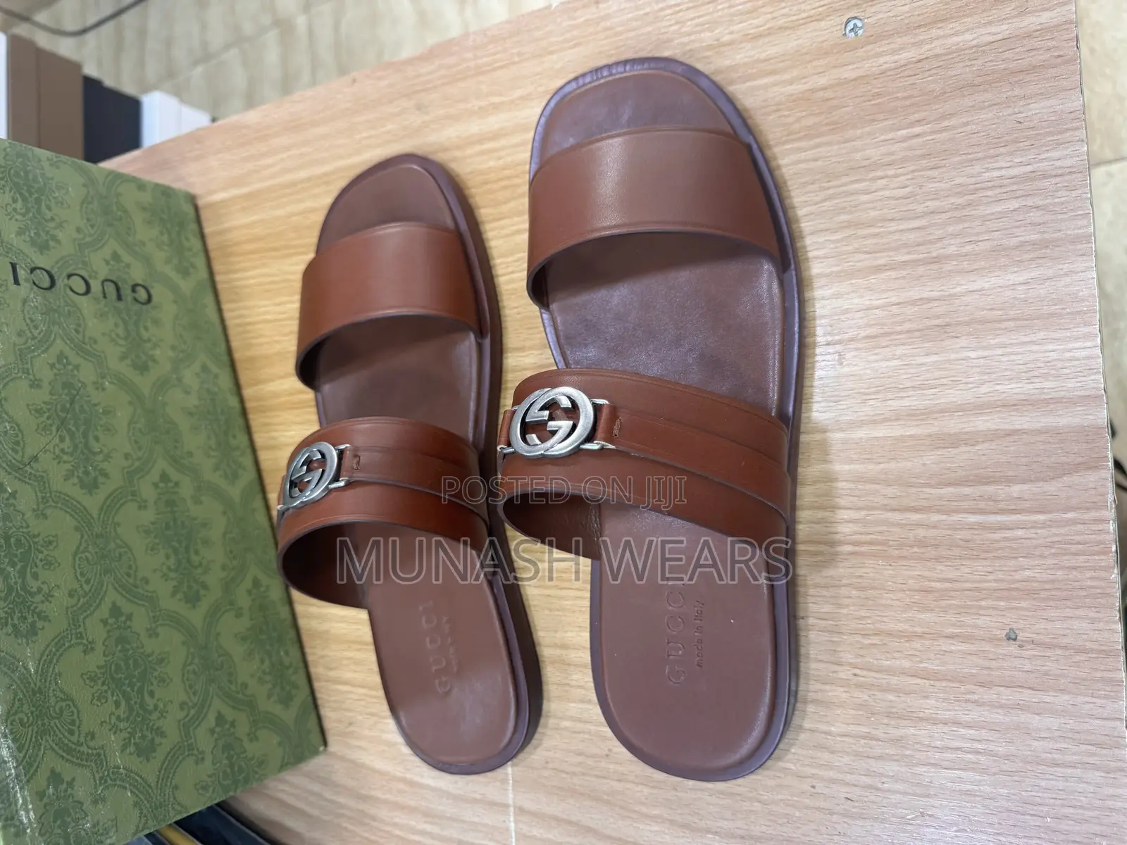 Italian Leather Gucci Original Slipers, Nationwide Delivery