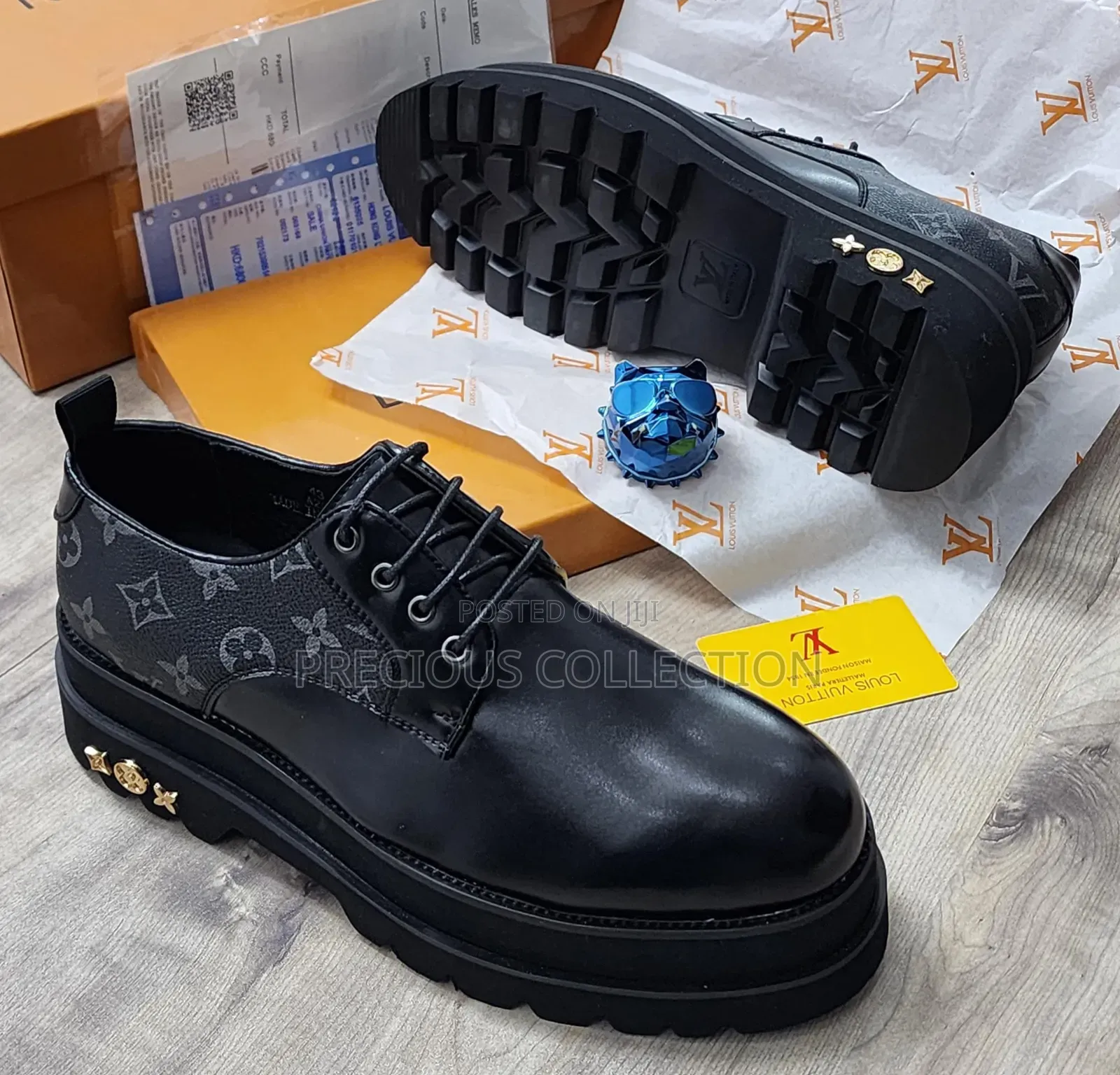 Men's Matte Leather, Double Sole Loius Vuitton Lace Up Shoe