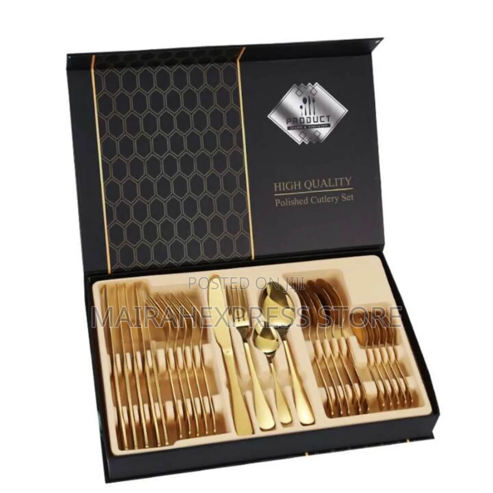 24pcs Polished Gold Cutlery Set (Boxed)