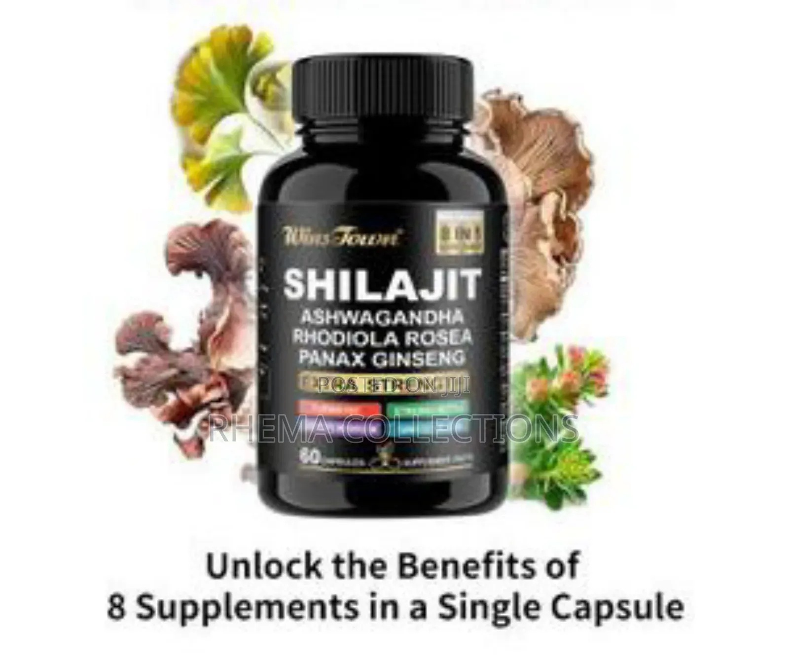 8in1 Shilajit Supplement for Health, Vitality,(60 Capsules)