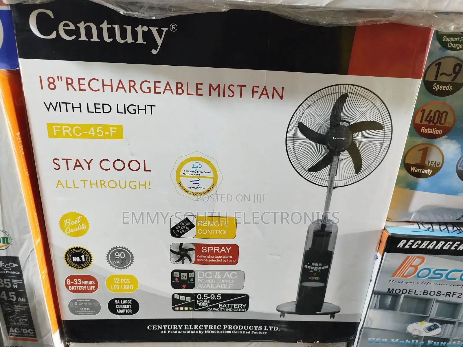 Century Water Mist Rechargeable Fan 18"