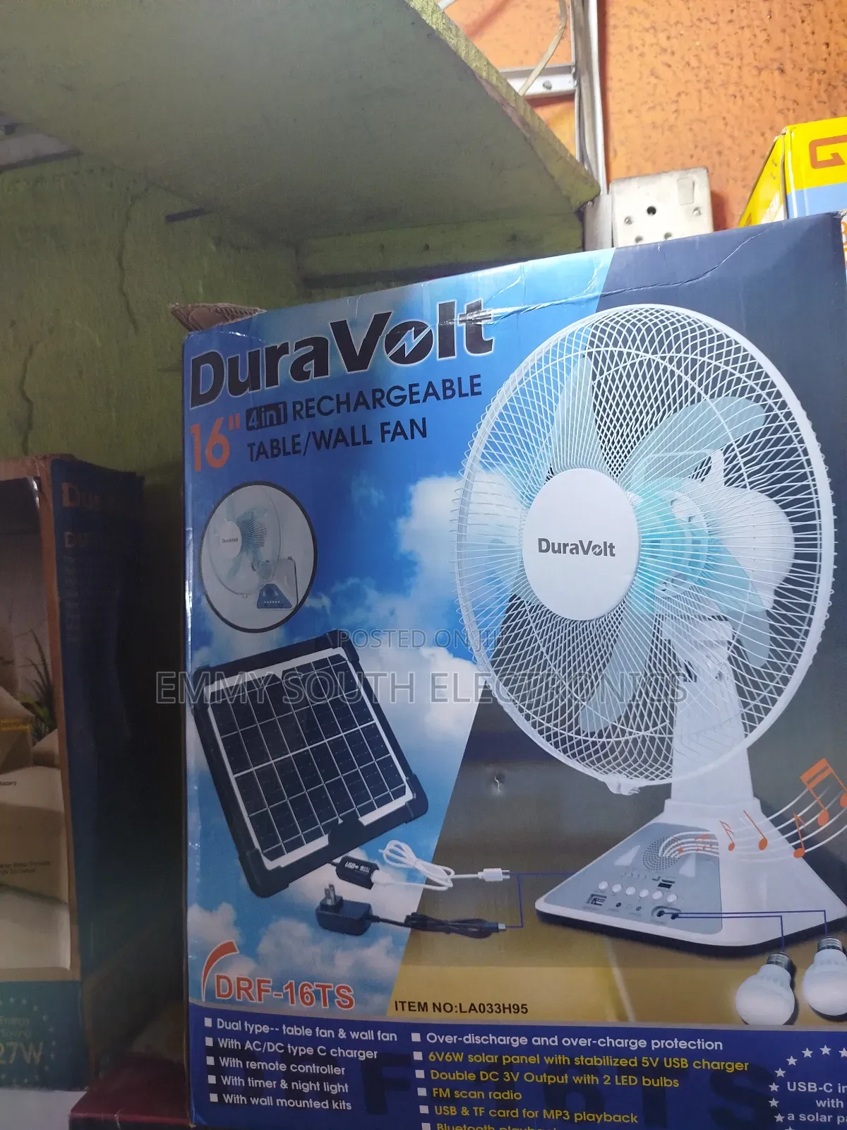 Duravolt Rechargeable Fan 16"