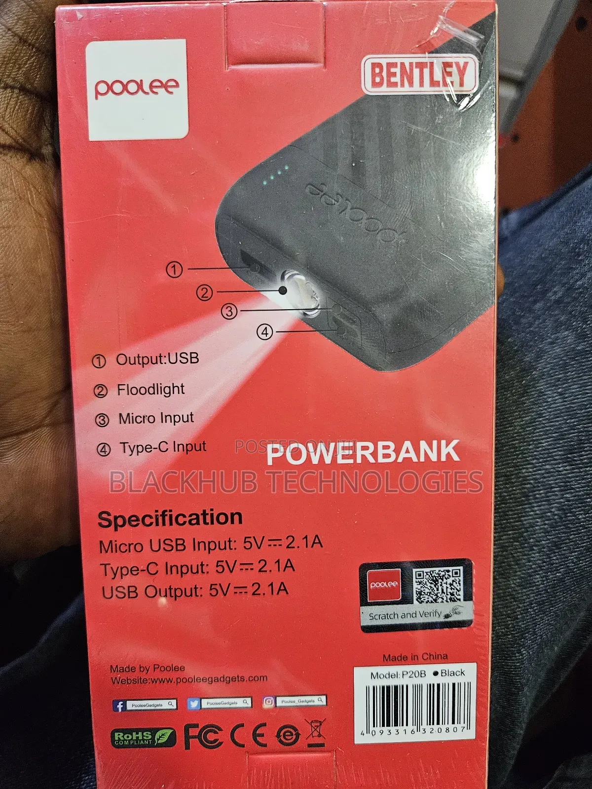 Poolee 20000mah Powerbank Bentley With Led Battery Display