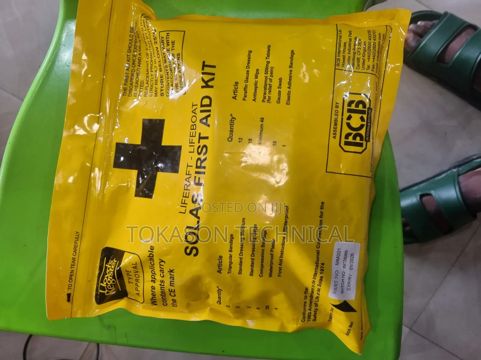 Yellow, Sealed Solas First Aid Kit for Liferafts
