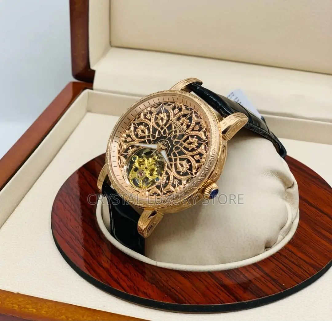 Hanboro Quality Luxury Men Genuine Leather Wristwatch