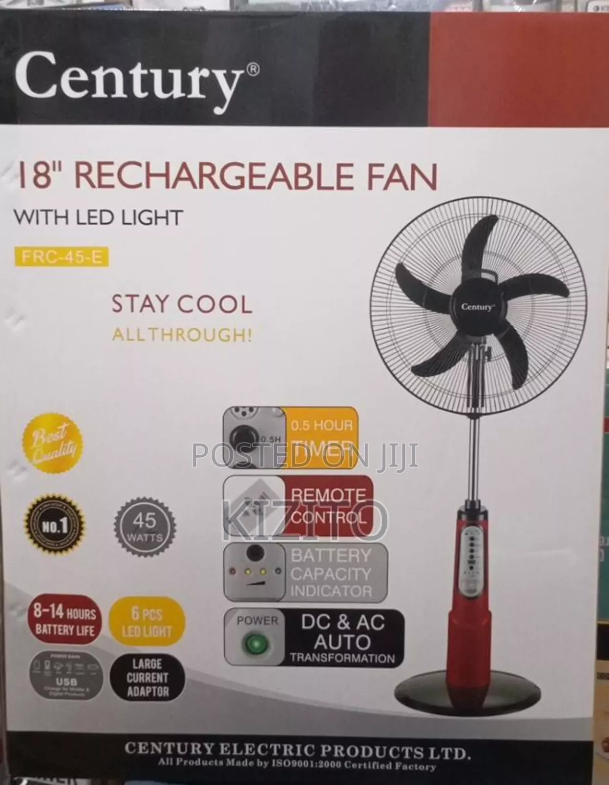 Century 18" Rechargeable Fan