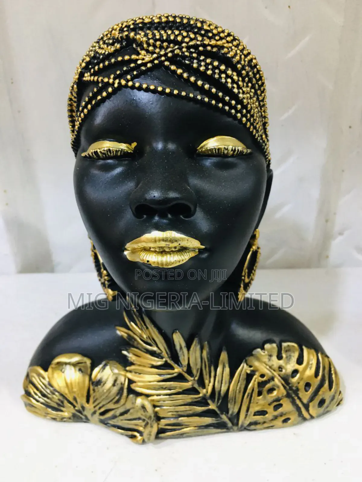 African Woman Resin Sculpture Figurine Statue Home Deco
