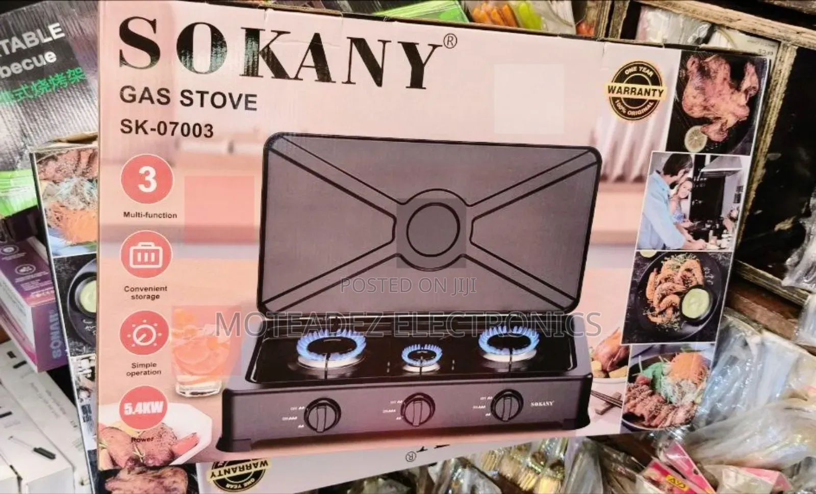 Sokany 3 Face Quality Anti Rust Table Top Gas Cooker/Burner