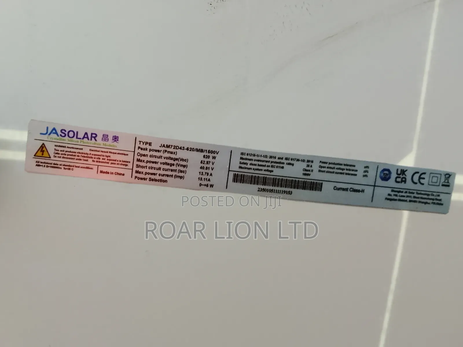 620w Ja Solar Panel 144cells