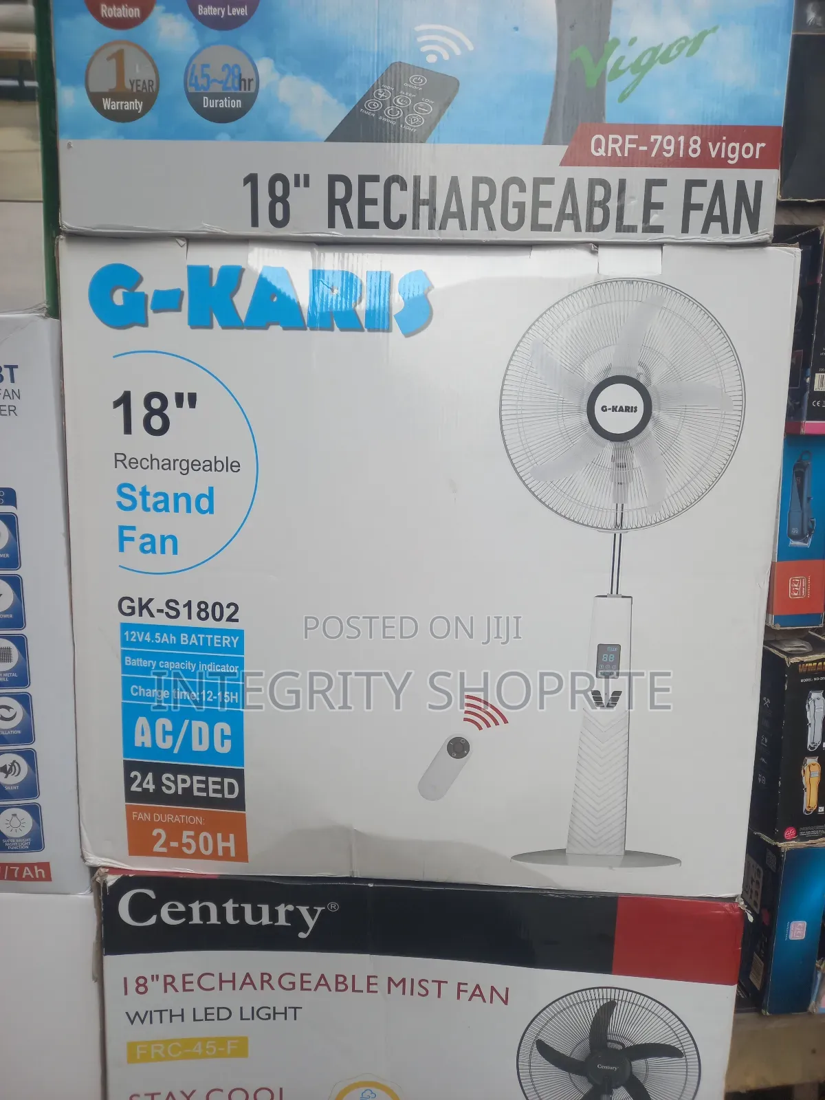 G-Kamis Surker T an Er 18" Rechargeable Stand Fan