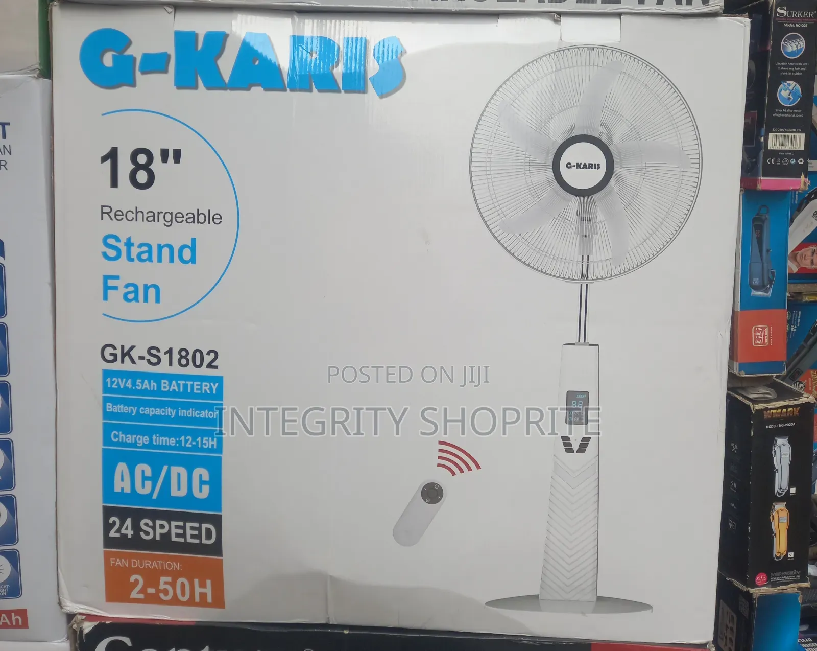 G-Kamis Surker T an Er 18" Rechargeable Stand Fan