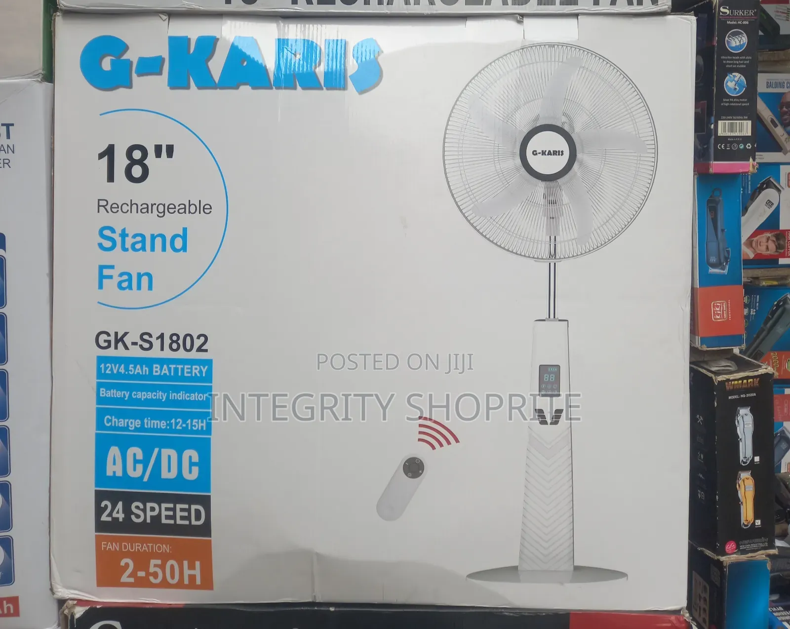 G-Kamis Surker T an Er 18" Rechargeable Stand Fan