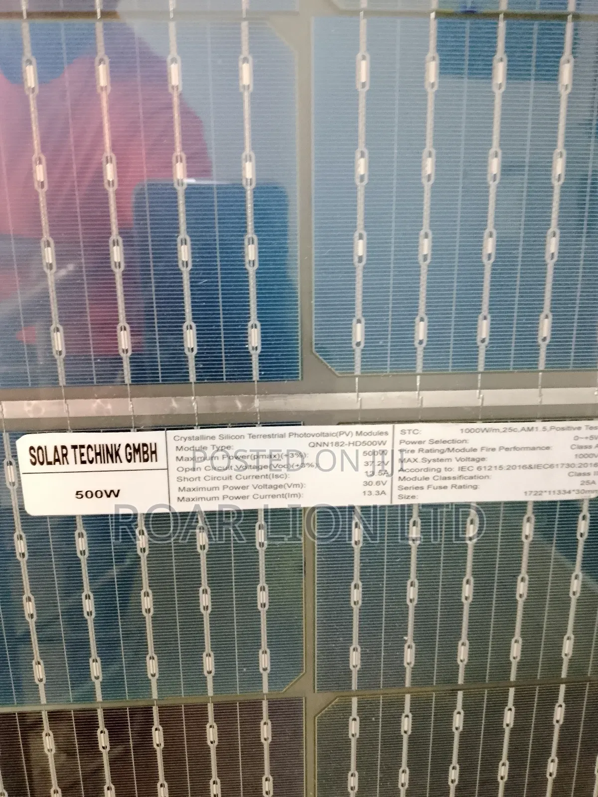 500w Bi Facial Techink Gmbh Solar Panels 108cells