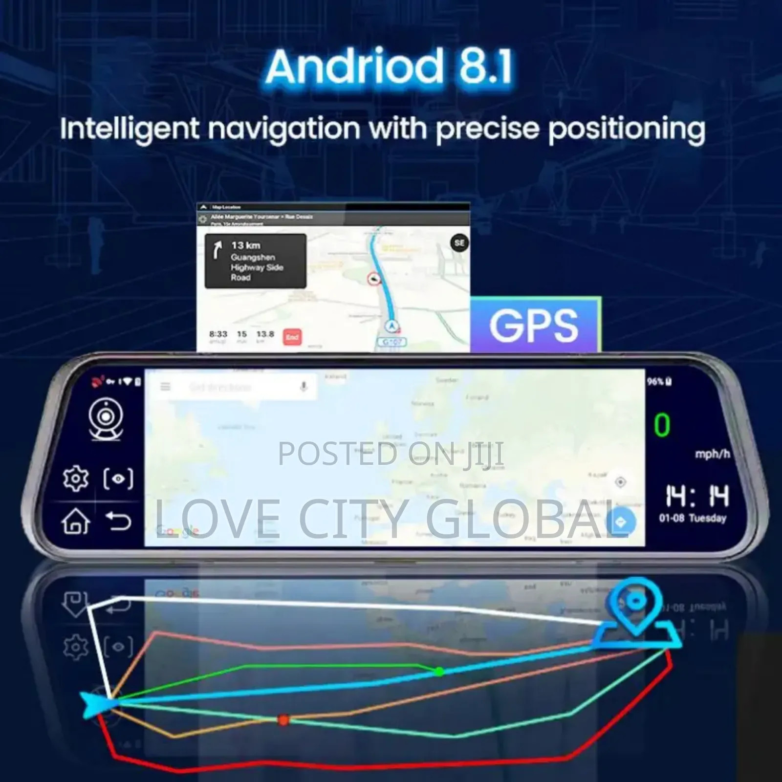 4g Android Os 10" 2ch Car Dvr Dual Lens Dashcam Bt Wifi Gps.