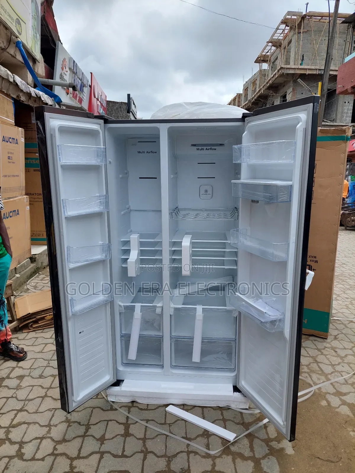 Side by Side Inverter Glass Fridge With Dispenser