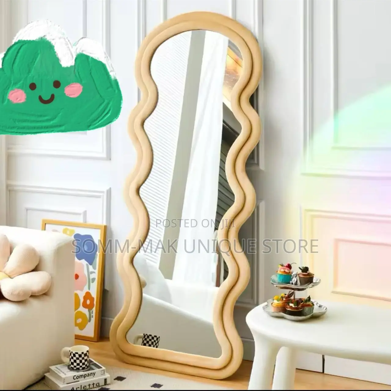 Wave Full-Length Mirror, European Floor Mirror, Korean