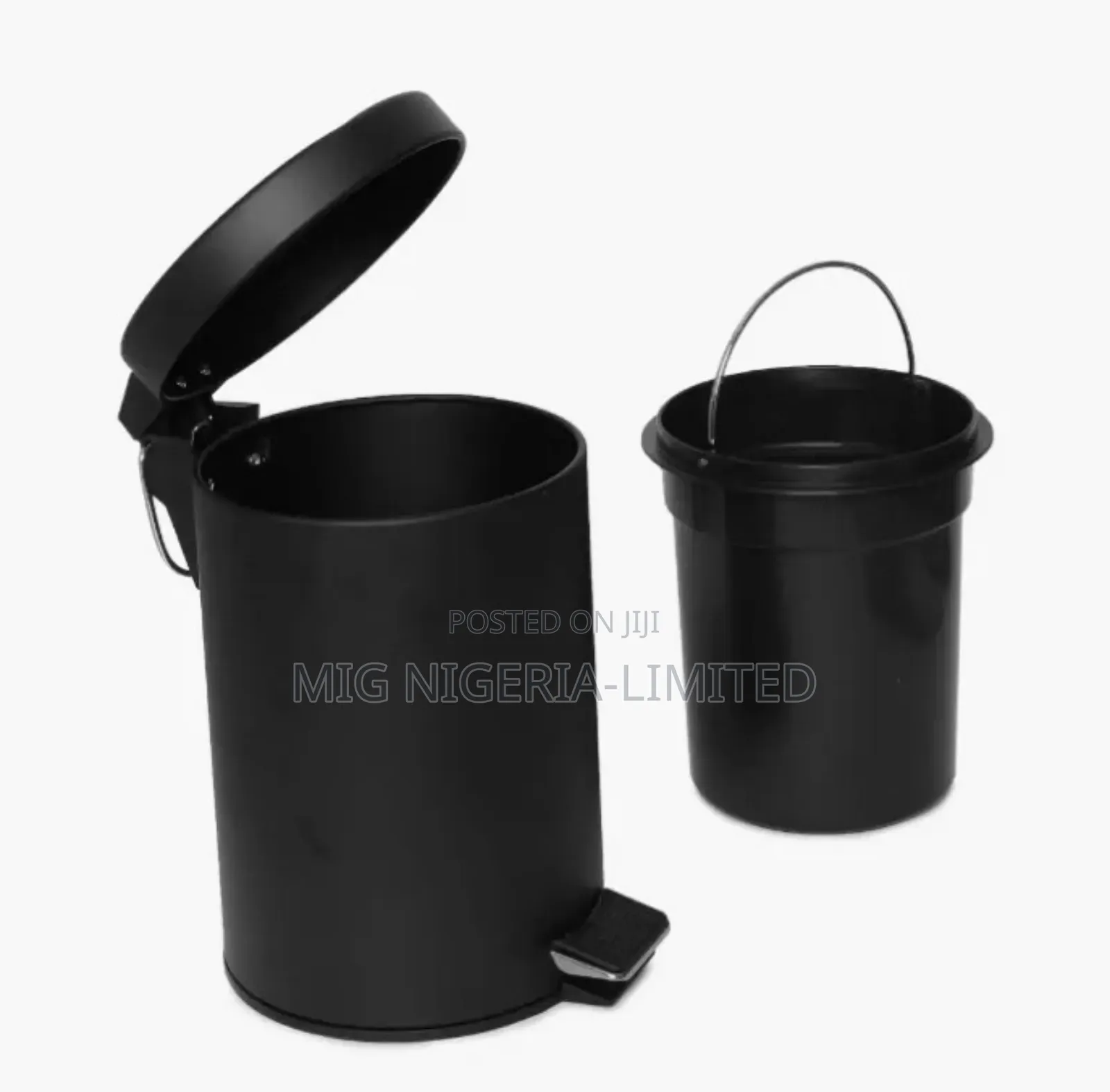 8litrs Black Metal Pedal Dustbin for Home Office