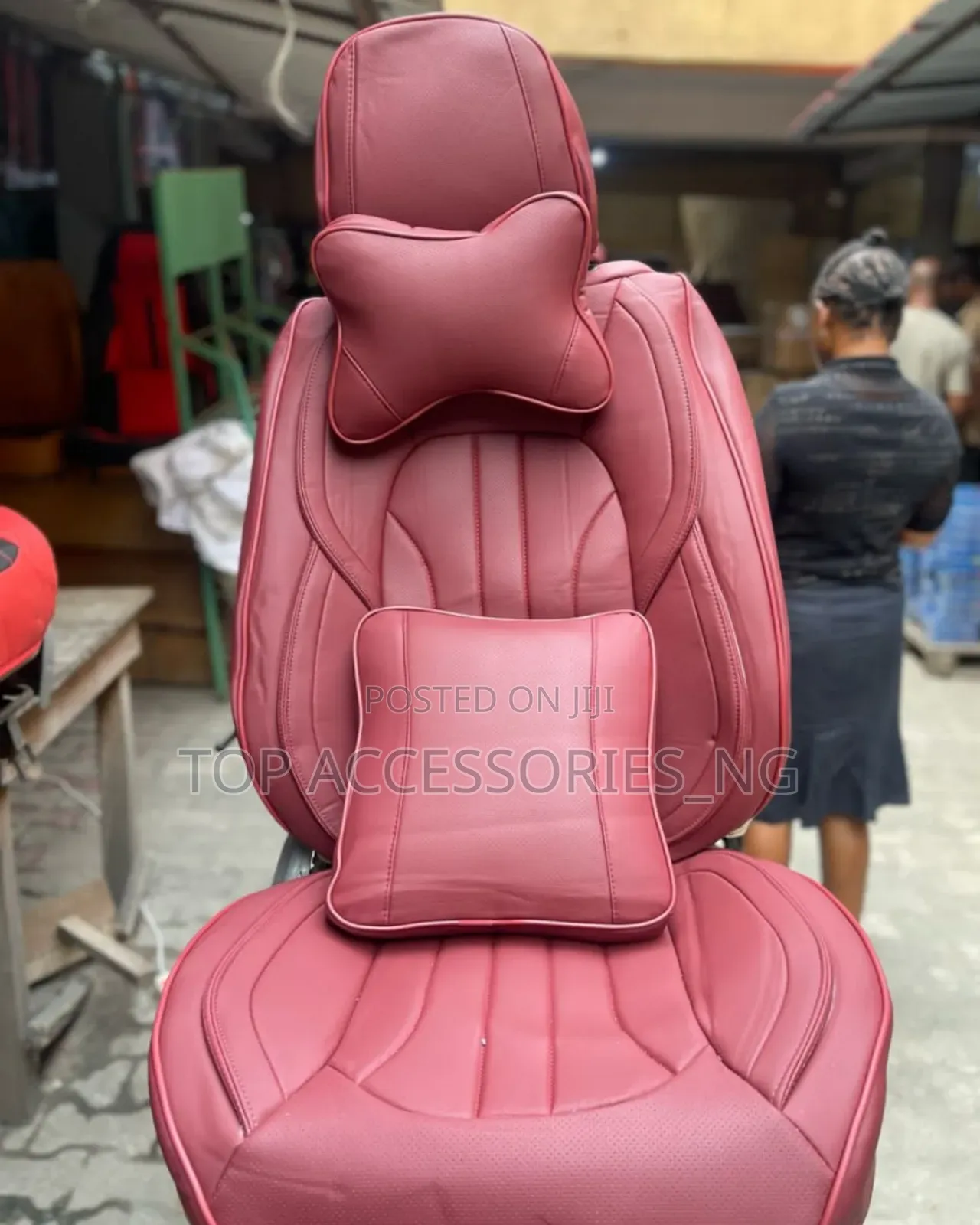 Moron and Black Pattern Leather Seat Cover