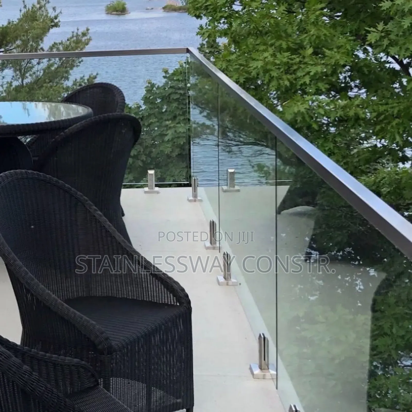 Tampered Plain Glass Railing Balcony Near Lake