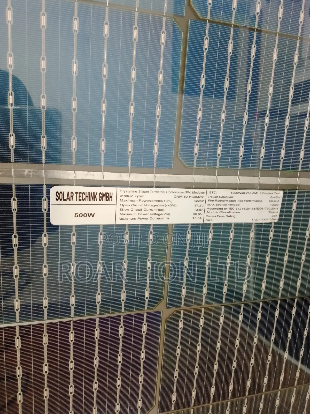 500w Bi Facial Techink Gmbh Solar Panels 108cells