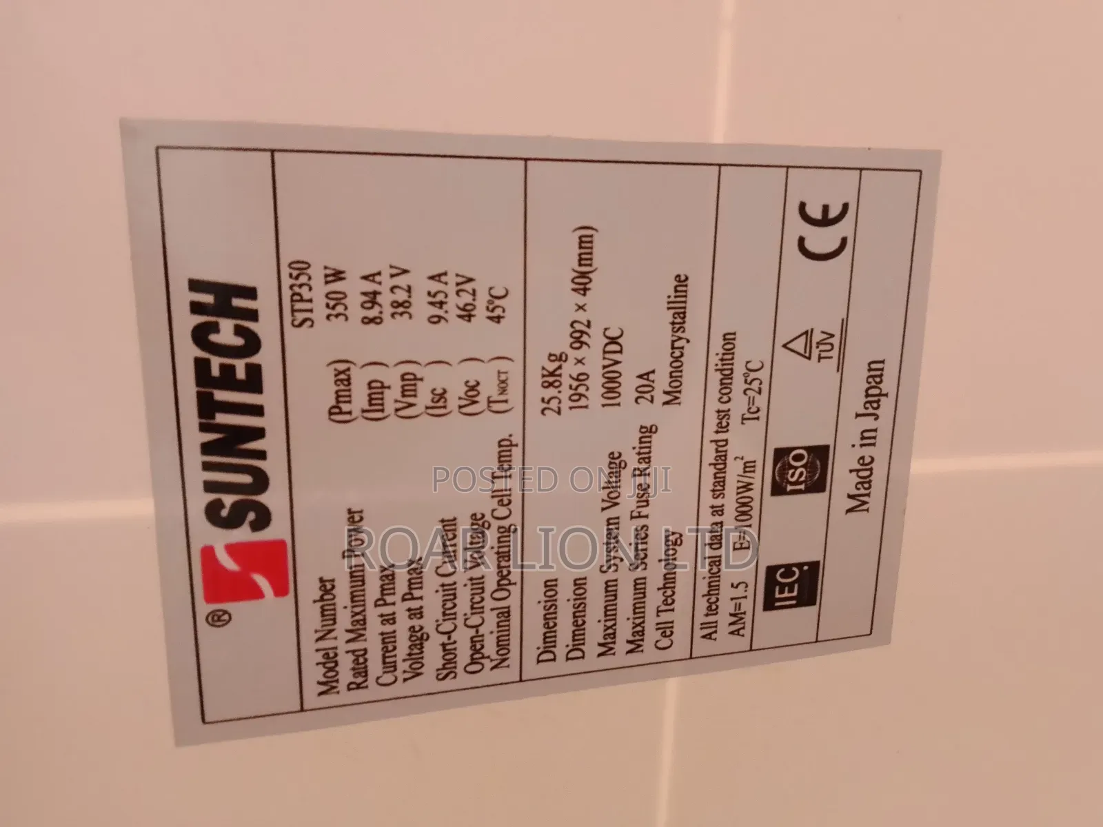 350w Suntech Solar Panels 60cells