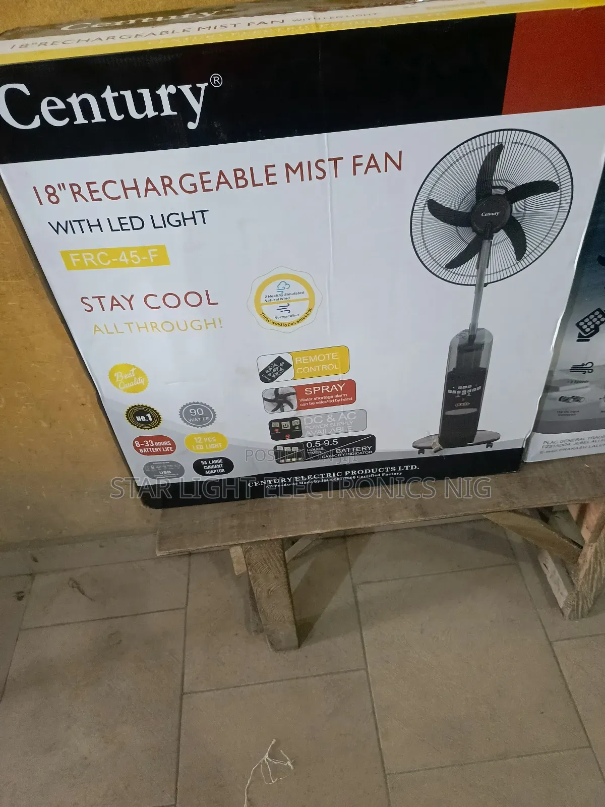 18 Inches Rechargeable Mist Fan Century