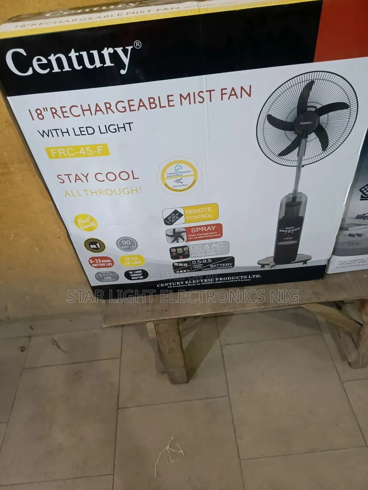 18 Inches Rechargeable Mist Fan Century