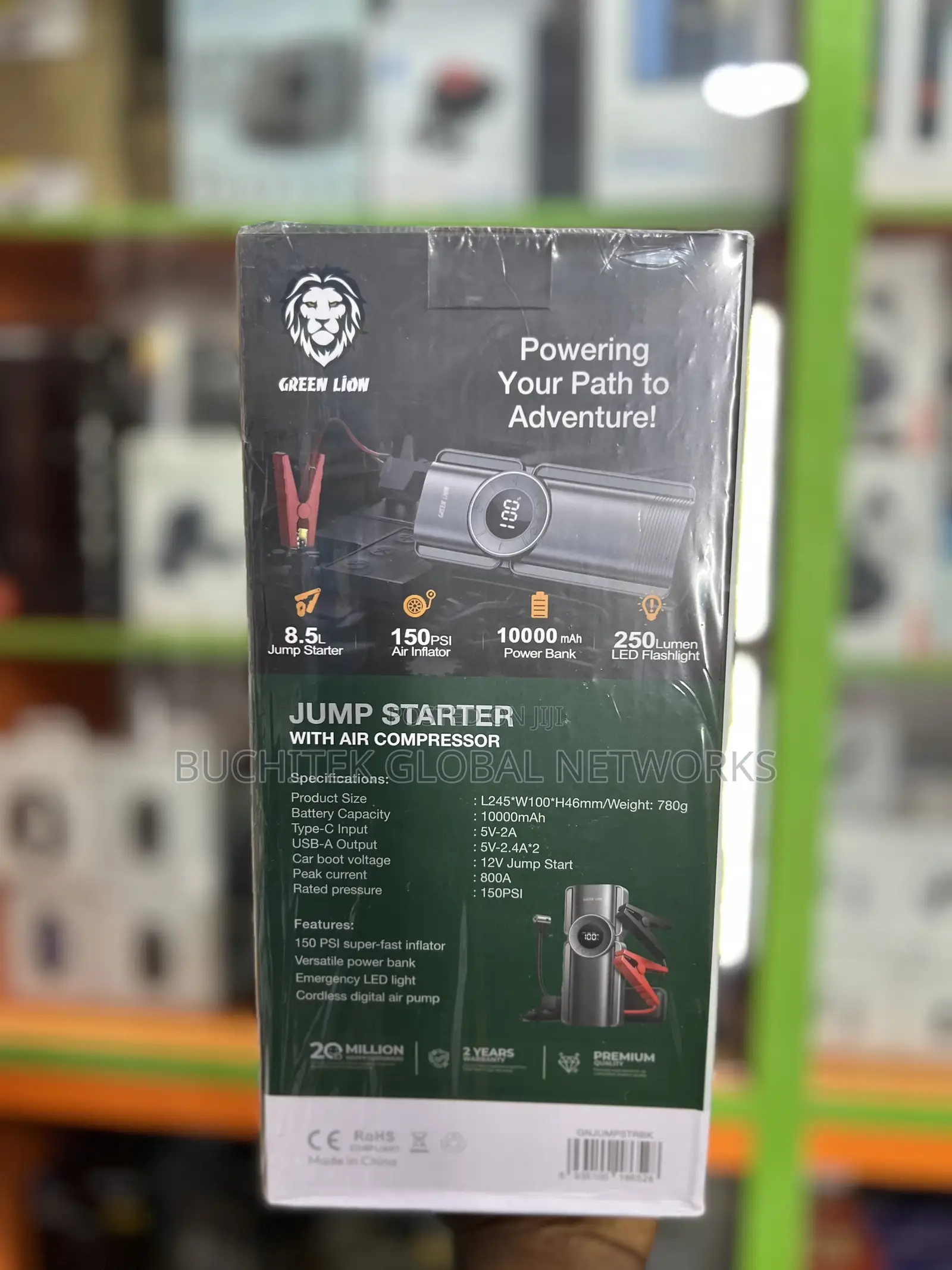 Green Lion Portable Jump Starter-12v Voltage 10,000mah.