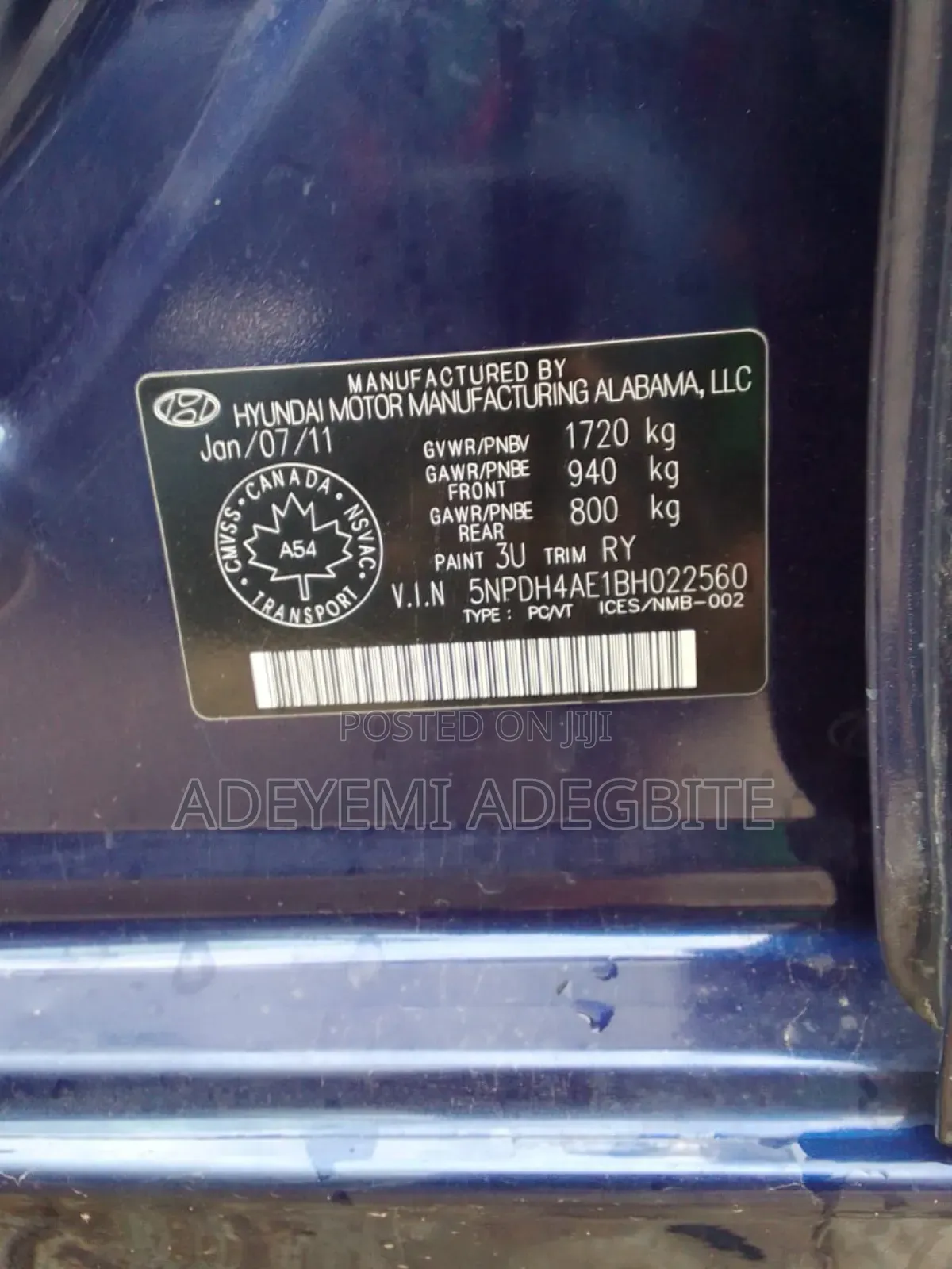 Hyundai Elantra 2011 Blue