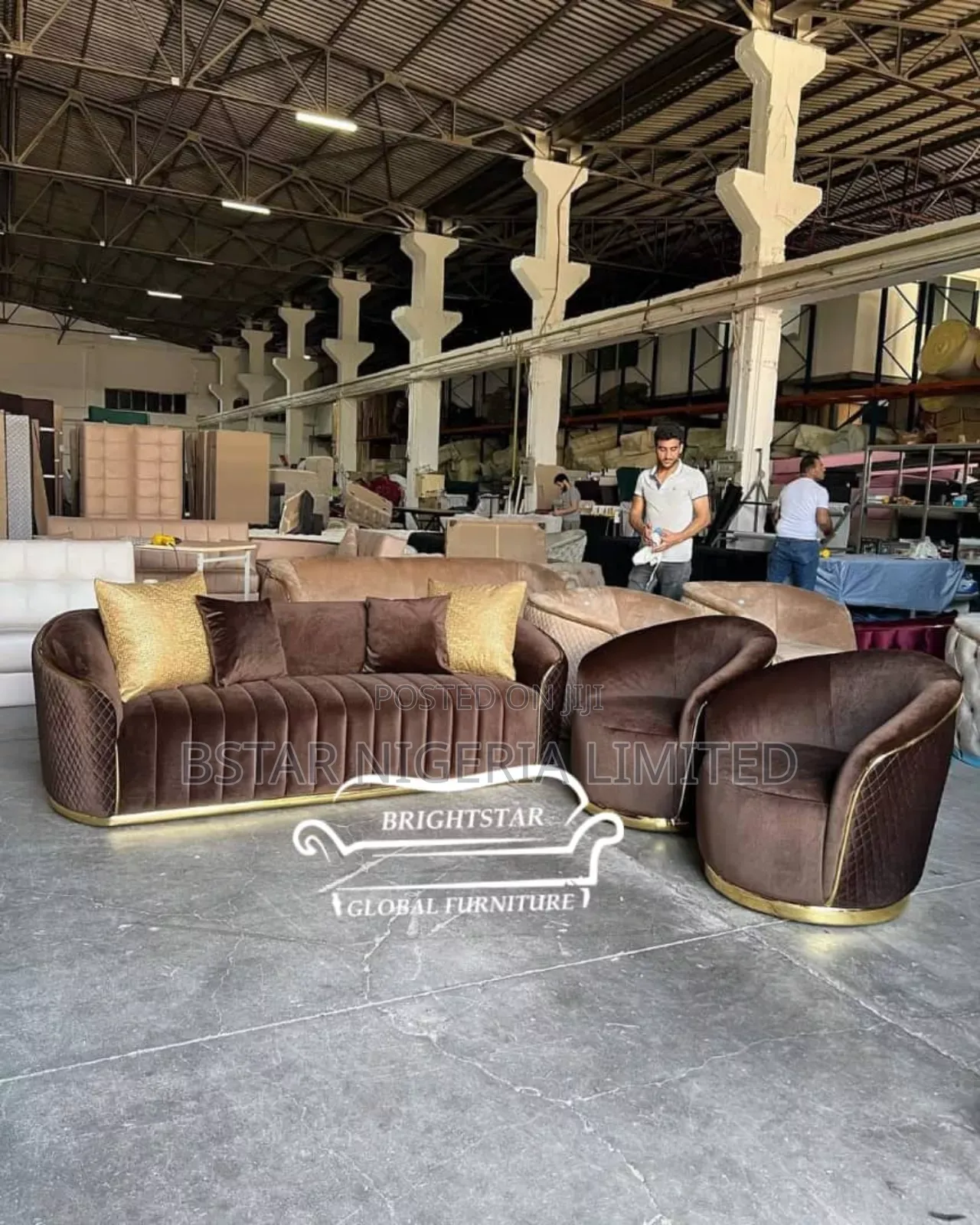 Luxury Brown Velvet Living Set