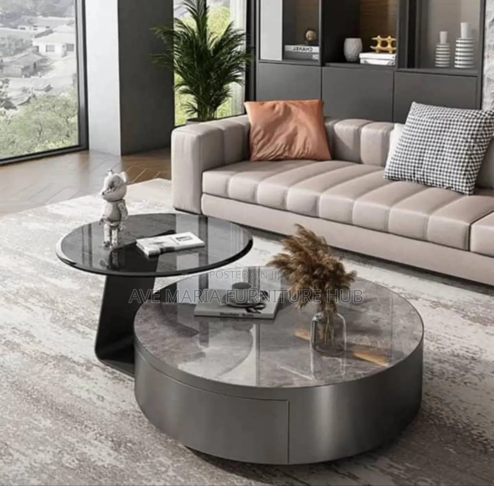 Glass and Wooden Center Table