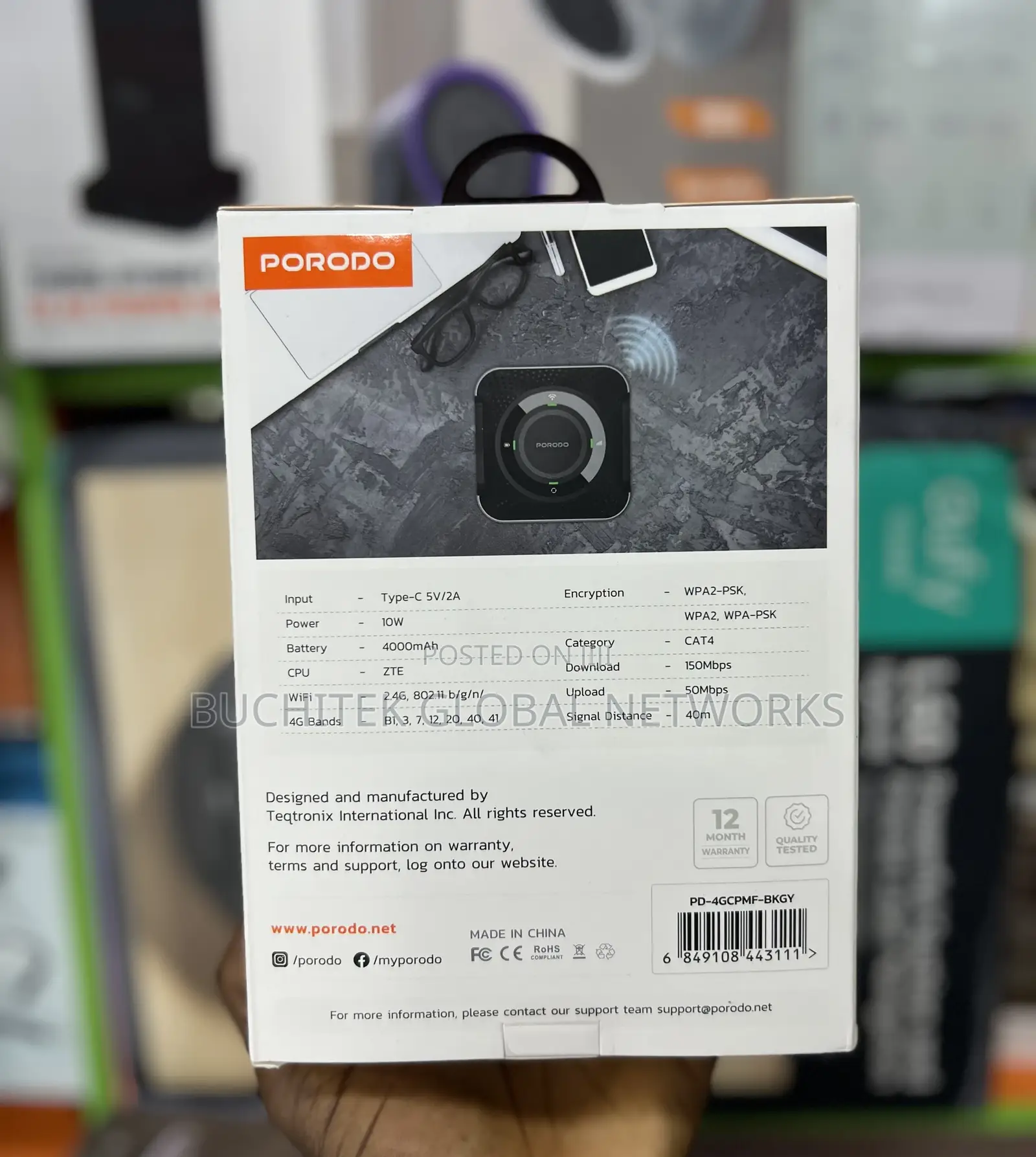 Porodo 4g Lte Home Outdoor Portable Sim Router