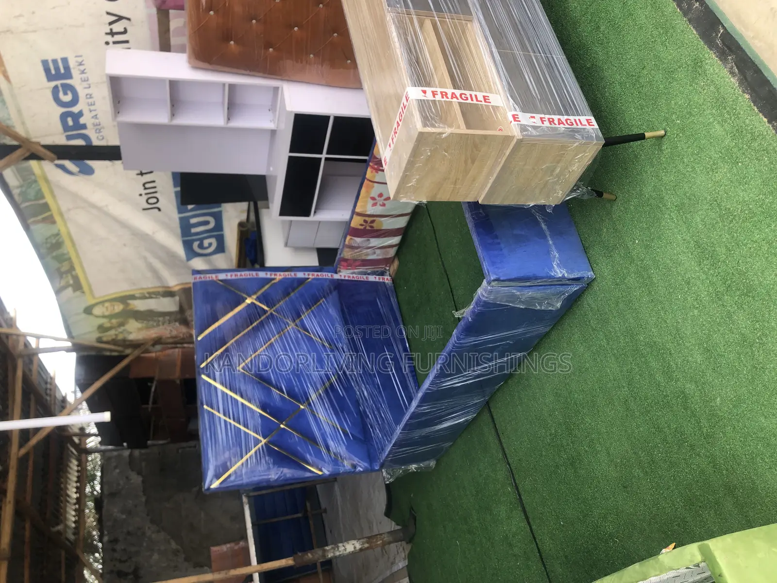 Blue Shade Padded Bed Frame With Free Delivery Within Lagos